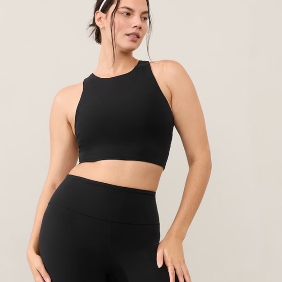 NWT Athleta Conscious Crop Bra A-C Black Powervita - Picture 1 of 7